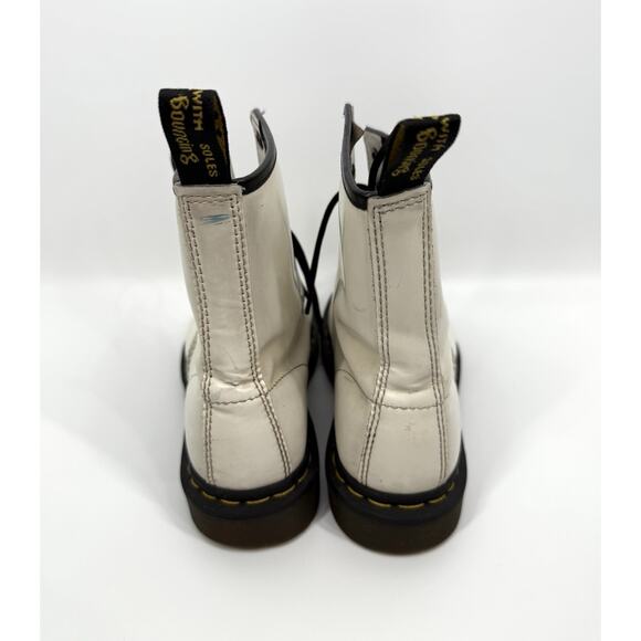 dr martens boots women’s 7 White Bouncing Soles Lace Up Combat Leather Classic - Picture 3 of 8